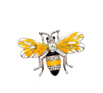 Брошь "Пчёлка" медуница цветная в серебре